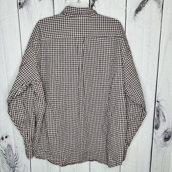 Eddie Bauer Button Down Shirt Sz XXL Maroon White Check Pattern Long Sleeve - Picture 5 of 7
